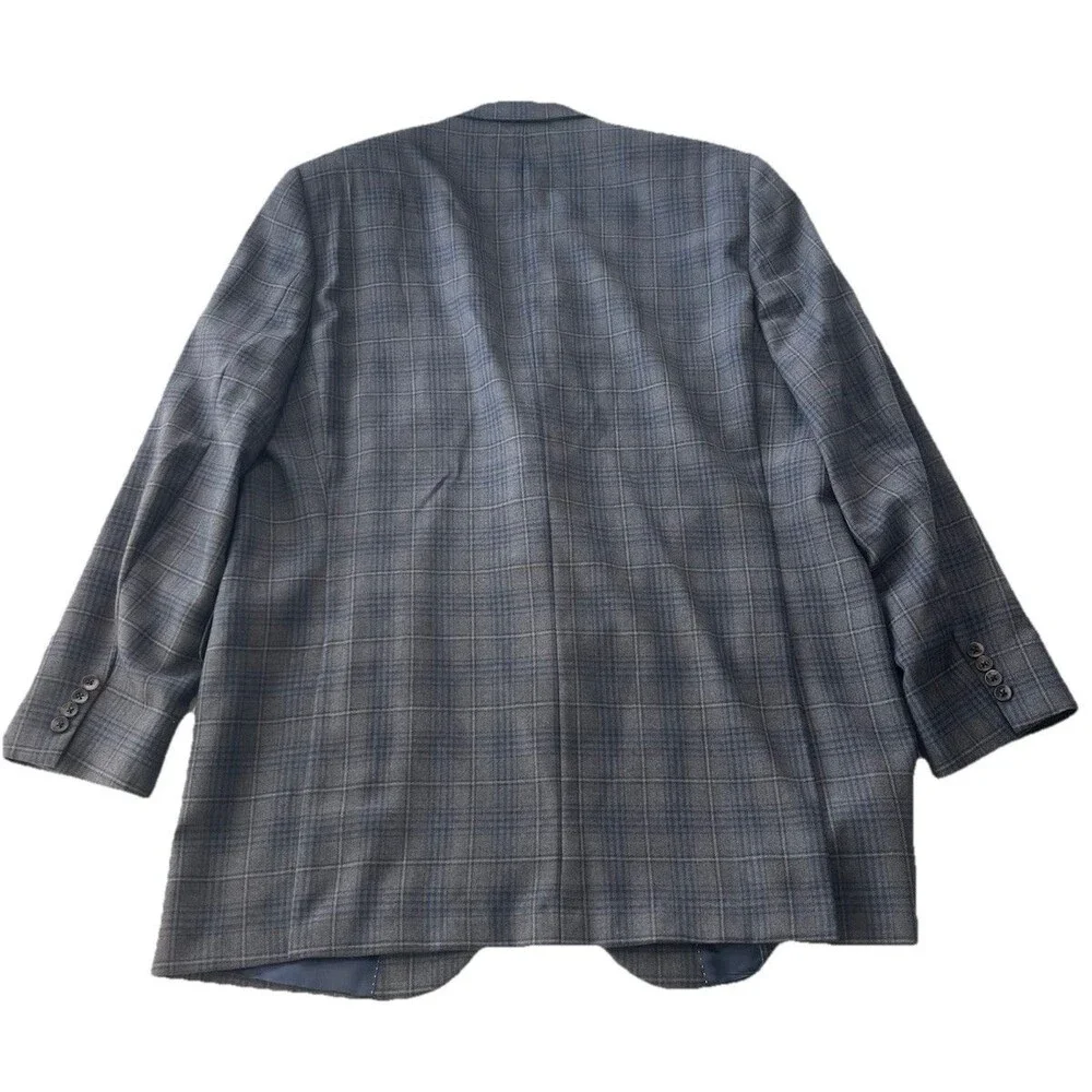 Jack Victor Rochester Blazer Men 44XL Gray Check Luxor 2 Button Wool